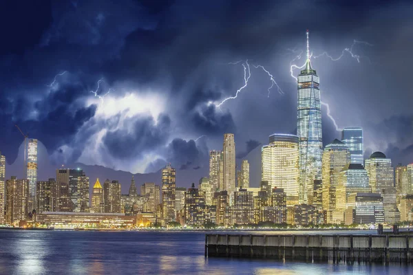 Downtown Manhattan Skyline Onder Een Naderende Storm New York City — Stockfoto