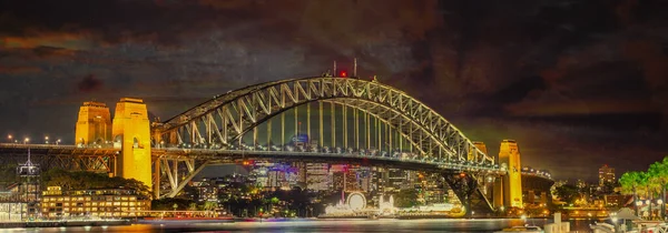 Coucher Soleil Incroyable Sur Pont Port Sydney Nsw Australie — Photo