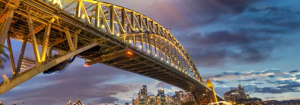 Pôr Sol Incrível Sobre Sydney Harbour Bridge Nsw Austrália — Fotografia de Stock