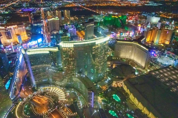 Las Vegas Giugno 2018 Vista Aerea Notturna Casinò Alberghi Lungo — Foto Stock