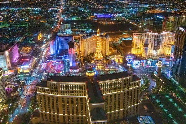 Las Vegas Giugno 2018 Vista Aerea Notturna Casinò Alberghi Lungo — Foto Stock