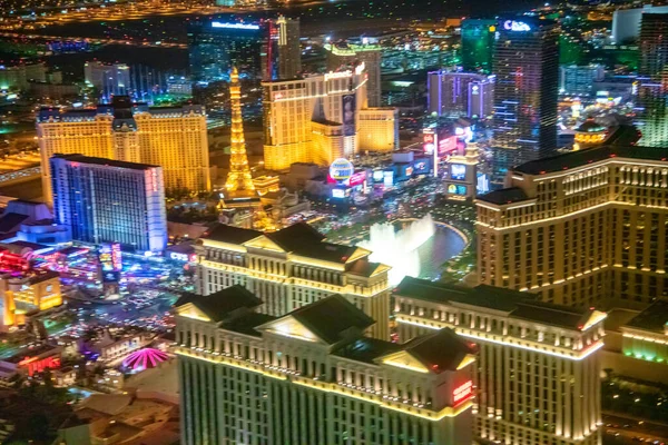 Las Vegas Junio 2018 Vista Aérea Nocturna Casinos Hoteles Largo — Foto de Stock