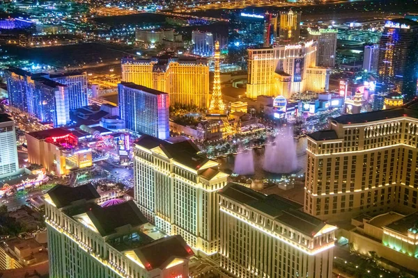 Las Vegas Junio 2018 Vista Aérea Nocturna Casinos Hoteles Largo —  Fotos de Stock