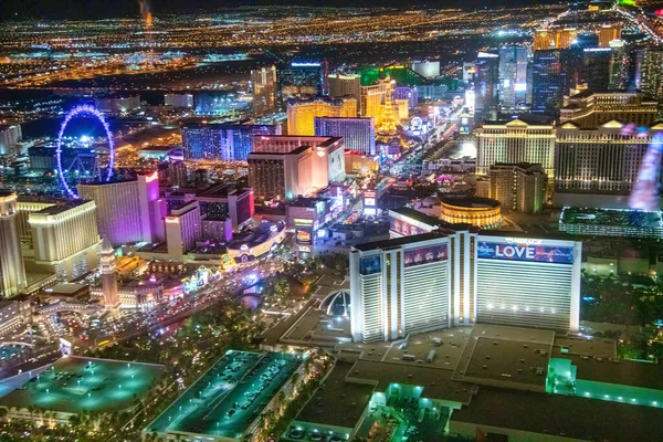 Las Vegas Czerwiec 2018 Nocny Widok Lotu Ptaka Kasyna Hotele — Zdjęcie stockowe
