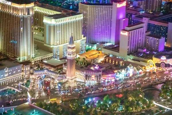 Las Vegas June 2018 Night Aerial View Casinos Hotels Strip — Stock Photo, Image