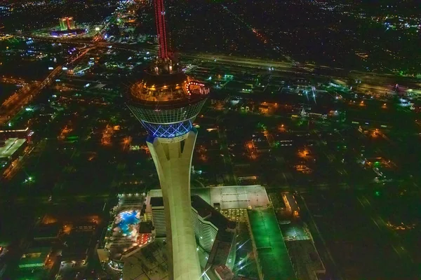 Las Vegas Junho 2018 Vista Aérea Noturna Strip Stratosphere Hotel — Fotografia de Stock