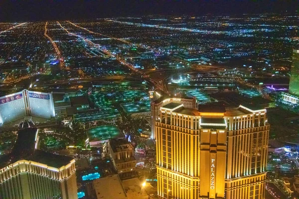 Las Vegas June 2018 Night Aerial View Casinos Hotels Strip — Stock Photo, Image