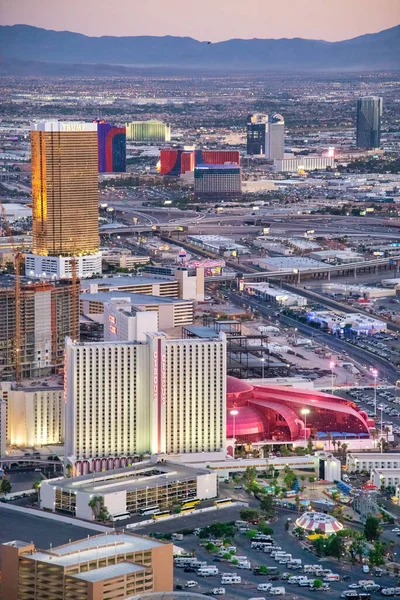 Las Vegas Juni 2018 Zonsondergang Luchtfoto Van Casino Hotels Langs — Stockfoto