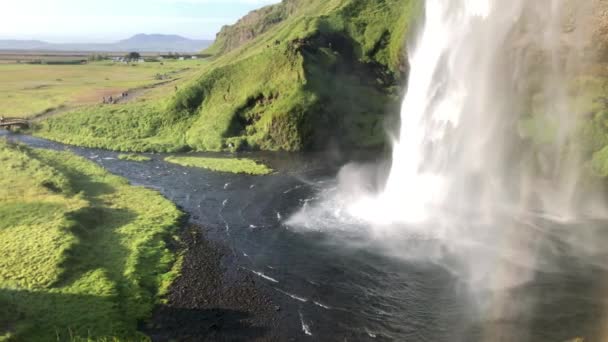Seljalandsfoss Waterfall in Summer season, Iceland — стокове відео