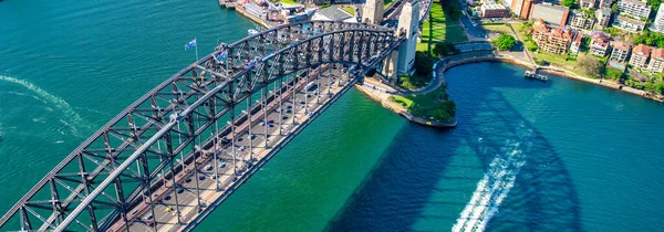 Sydney Harbour Bridge Helikopter Kilátás Egy Gyönyörű Reggel — Stock Fotó