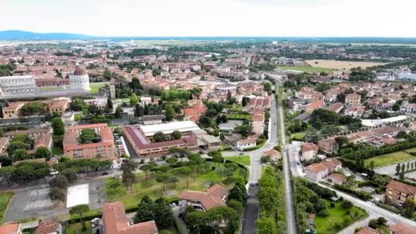Vista aérea incrível de Pisa, famosa cidade da Toscana — Vídeo de Stock
