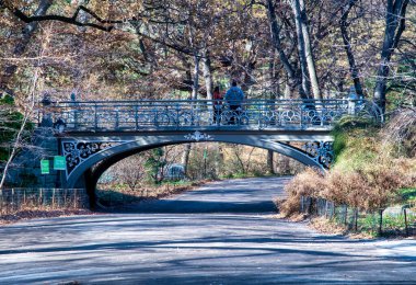 NEW YORK CITY - 7 ARALIK 2018 Kışın Central Park 'ta Köprü.