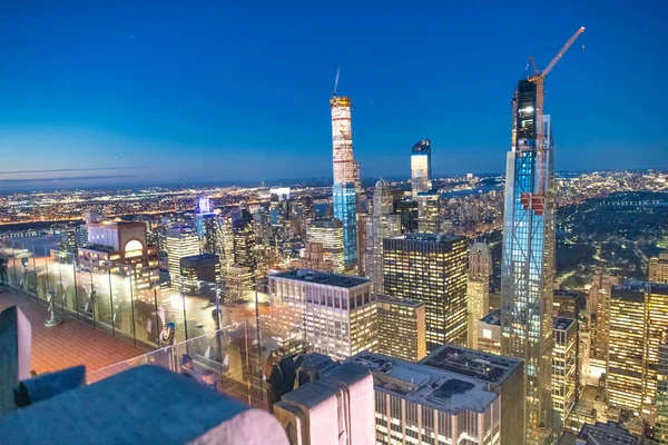 New York City December 2018 Night Skyline Midtown Manhattan Aerial — Stock Photo, Image