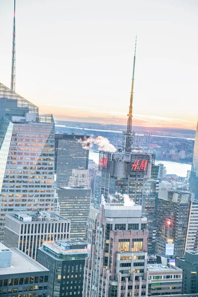 Nueva York City Diciembre 2018 Sunset Skyline Manhattan Desde Azotea — Foto de Stock