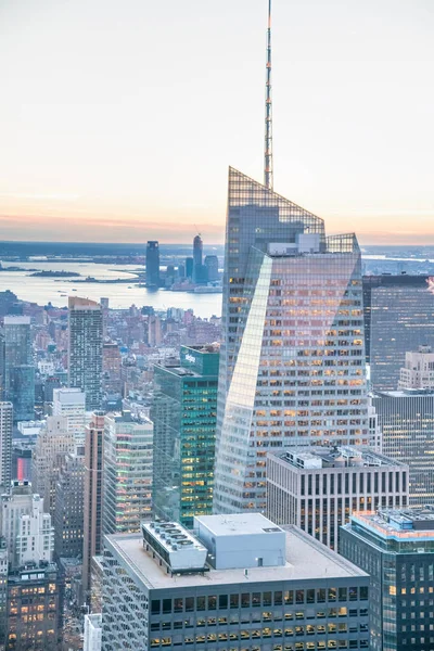 Nueva York City Diciembre 2018 Sunset Skyline Manhattan Desde Azotea — Foto de Stock