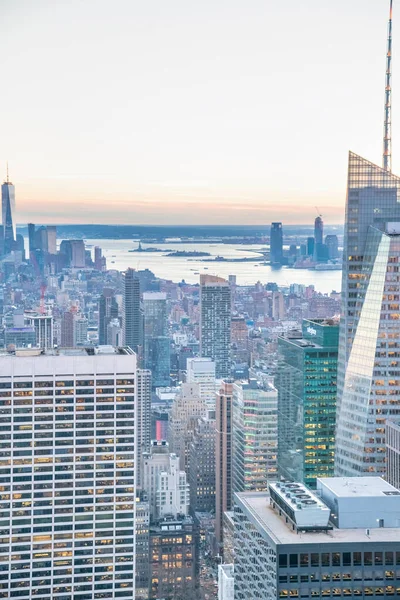New York City December 2018 Zonsondergang Skyline Van Manhattan Vanaf — Stockfoto