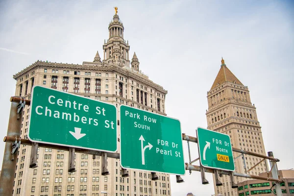 Downtown Manhattan Skyscrapers Brooklyn Bridge New York City — Stock Photo, Image