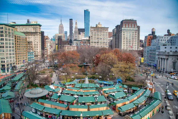 Nova Cidade Iorque Dezembro 2018 Mercado Longo Union Square Vista — Fotografia de Stock