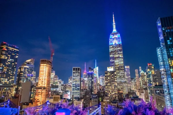 New York City December 2018 Nachtelijke Skyline Van Midtown Manhattan — Stockfoto