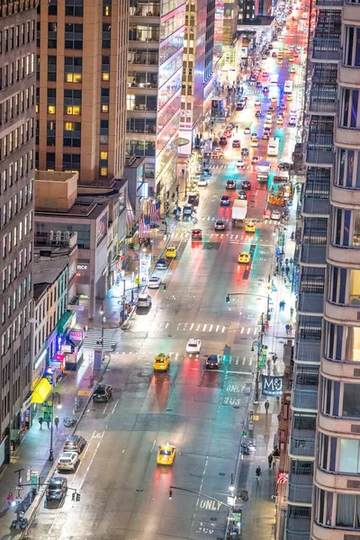 New York City December 2018 Night Traffic Main Manhattan Avenue — Stock Photo, Image