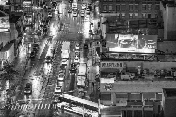 New York City December 2018 Night Traffic Main Manhattan Avenue — Stock Photo, Image