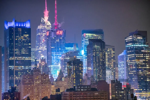 New York City 1Er Décembre 2018 Skyline Nocturne Midtown Manhattan — Photo