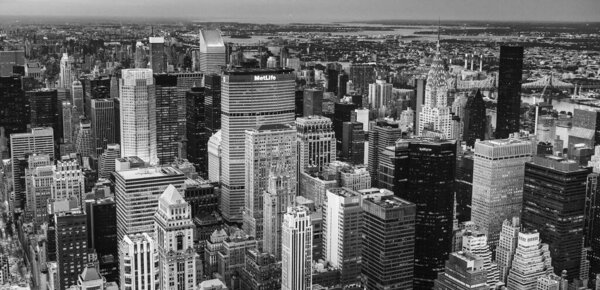 NEW YORK CITY - JUNE 2013: Aerial view of Manhattan skyline.