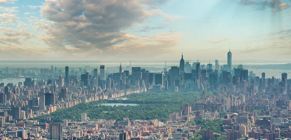 Vista Aérea Incrível Manhattan Skyline Helicóptero Nova York — Fotografia de Stock