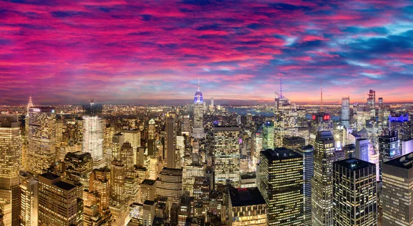 New York City December 2018 Aerial View Manhattan Skyscrapers Sunset — Stock Photo, Image