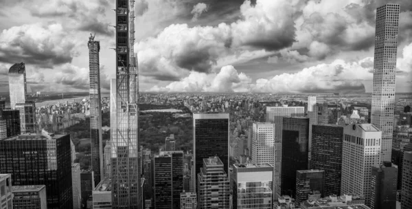 New York City Fantastiska Solnedgång Skyline Flygfoto Från Taket Vintern — Stockfoto