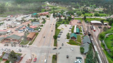 Hill City Tren İstasyonlarının ve Güney Dakota 'nın hava manzarası.