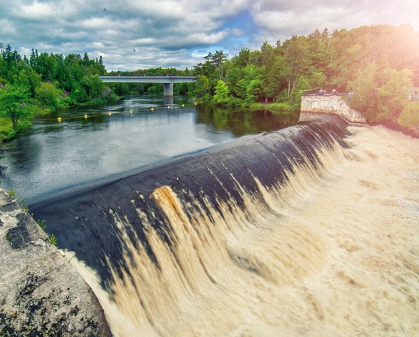 Potentes Cascadas Quebec Canadá Montmorency Falls Hermoso Día Verano —  Fotos de Stock