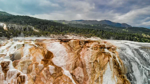 Mammoth Hot Springs Yellowstone National Park Повітряний Вид Точки Зору — стокове фото