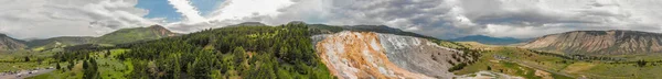Καυτές Πηγές Μάμοθ Εθνικό Πάρκο Γέλοουστοουν Εναέρια Άποψη Από Την — Φωτογραφία Αρχείου