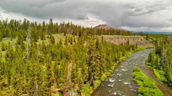 Vista Aérea Del Río Yellowstone Día Verano Wyoming —  Fotos de Stock