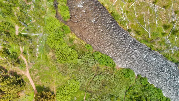 Αεροφωτογραφία Του Ποταμού Yellowstone Μια Καλοκαιρινή Μέρα Γουαϊόμινγκ — Φωτογραφία Αρχείου