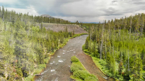 Légi Felvétel Yellowstone Folyóra Egy Nyári Napon Wyoming — Stock Fotó