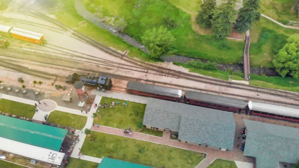 Aerial View Train Station Countryside — Stock Photo, Image