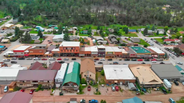 มมองทางอากาศของสถาน รถไฟและเม องฮ เซาท ดาโกต — ภาพถ่ายสต็อก