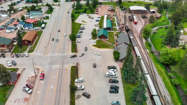 Ilmakuva Hill Cityn Rautatieasemille Kaupunkiin Etelä Dakota — kuvapankkivalokuva