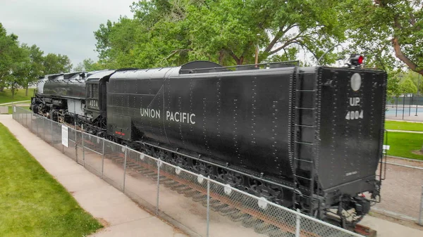 Cheyenne Juli 2019 Big Boy Dampfmaschine 4004 Luftaufnahme Cheyenne Wyoming — Stockfoto