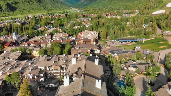 Vue Aérienne Panoramique Vail Coucher Soleil Été Colorado Usa — Photo