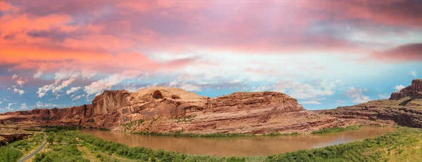 Aerial View Colorado River Mountains Moab Utah — Stock Photo, Image