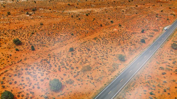 Platteland Weg Door Het Fabelachtige Monument Valley Het Zomerseizoen Vanuit — Stockfoto