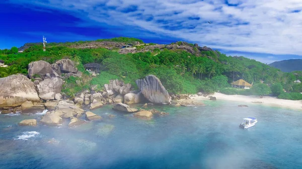 Veduta Aerea Della Bellissima Costa Dell Isola Digue Seychelles — Foto Stock