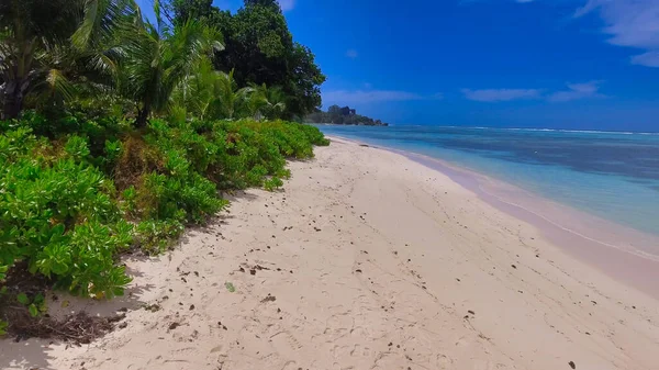 Letecký Pohled Krásné Pobřeží Ostrova Digue Seychely — Stock fotografie