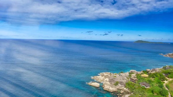 Aerial View Beautiful Coast Digue Island Seychelles — Stock Photo, Image