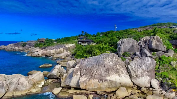 Digue Seychelles Incredibile Vista Aerea Una Bella Giornata Sole — Foto Stock