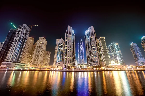 Dubai Uae December 2016 Skyscrapers Dubai Marina Night Uae — Stock Photo, Image