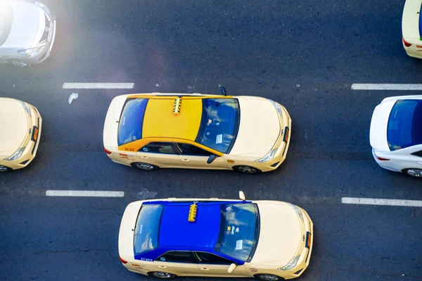 Dubai Eau Décembre 2016 Vue Aérienne Des Taxis Colorés Long — Photo